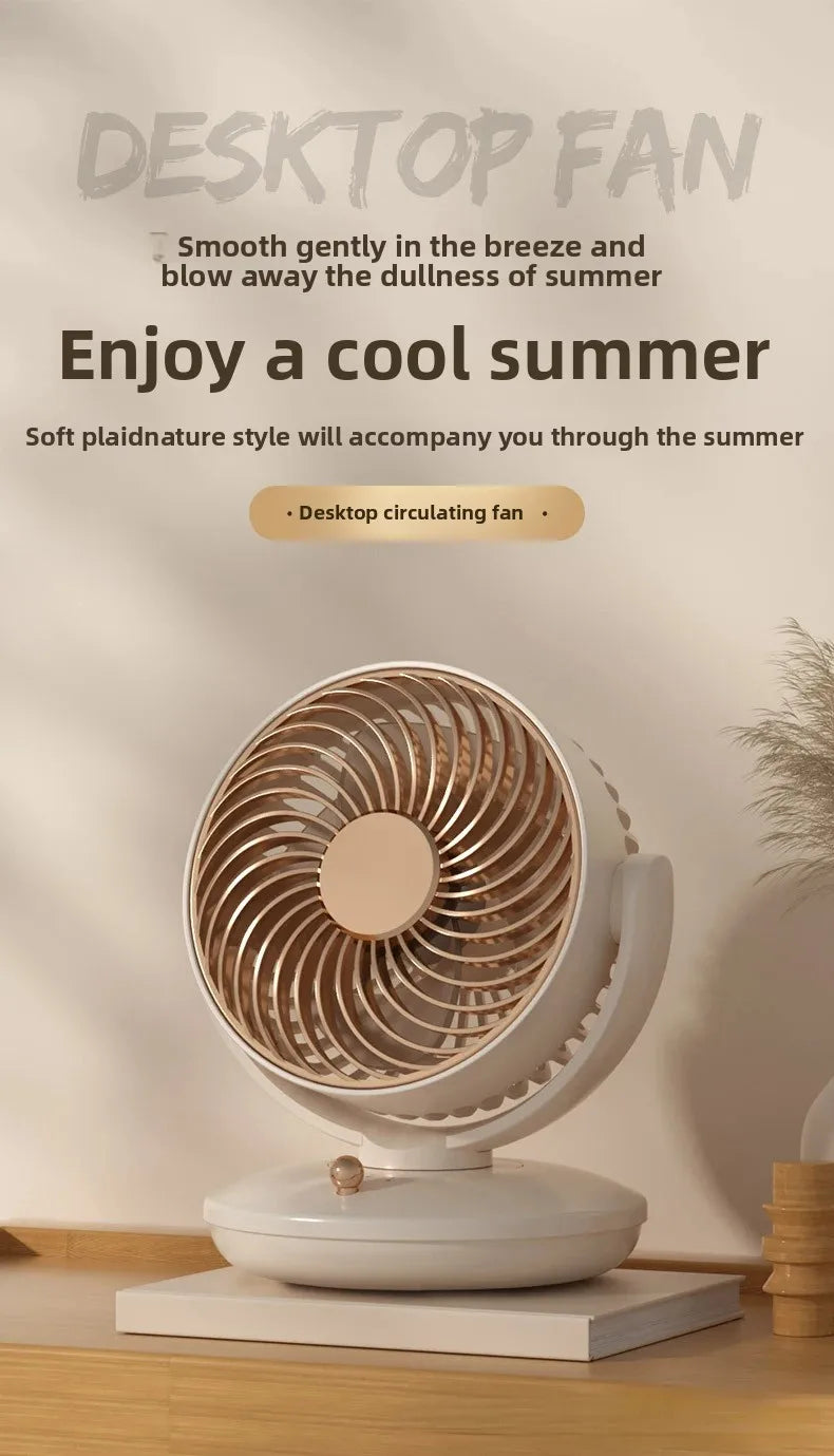 Desktop Rechargeable Fan Small Portable Air Conditioning Appliances Auto Rotation Ventilador 3-speed Wind Silent for Home Office