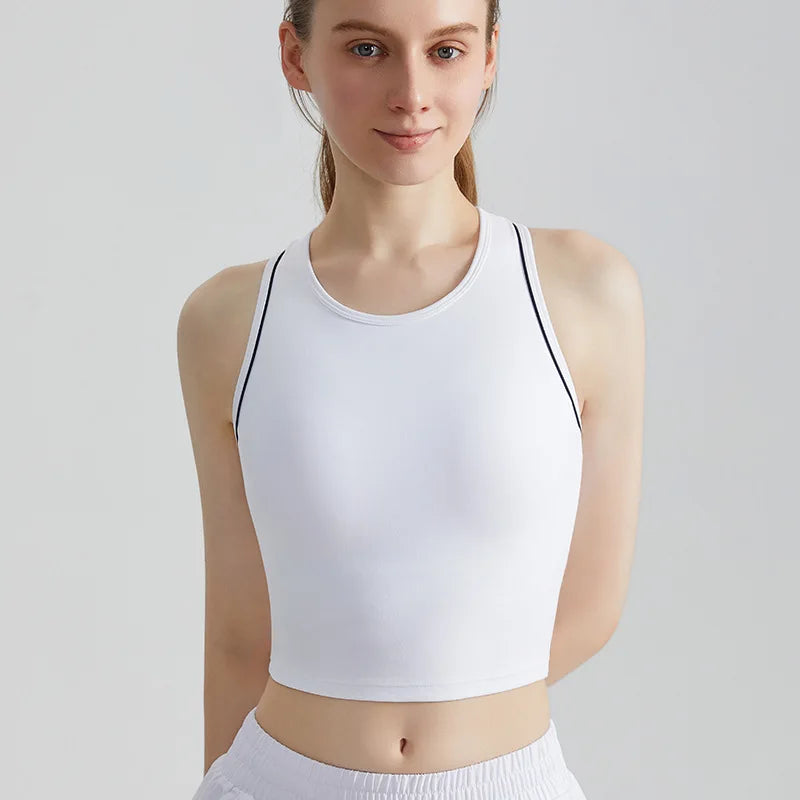 Sports Vest, Women's Fitness Integrated Fixed Cup, High-end Feel, Worn for Training, High-strength Shock-absorbing Vest