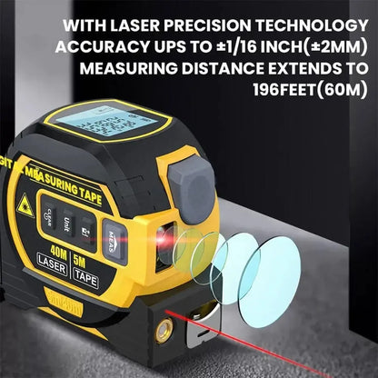 Laser Tape Measure Meter Building Measurement Device 3in1 Laser Rangefinder 5M Tape 60M Laser Measure with LCD Digital display