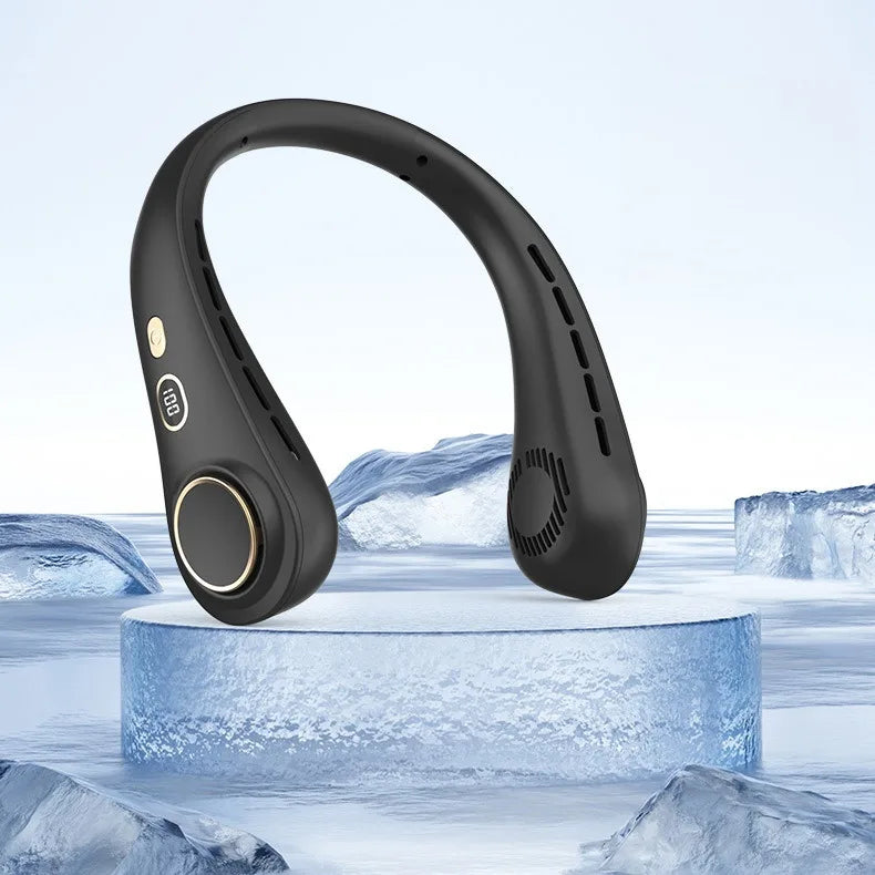 2025 Mini Hanging Neck Fan Portable Bladeless Neck Fan Air Cooler Digital Display Rechargeable Air Conditioner Neck Ventilator