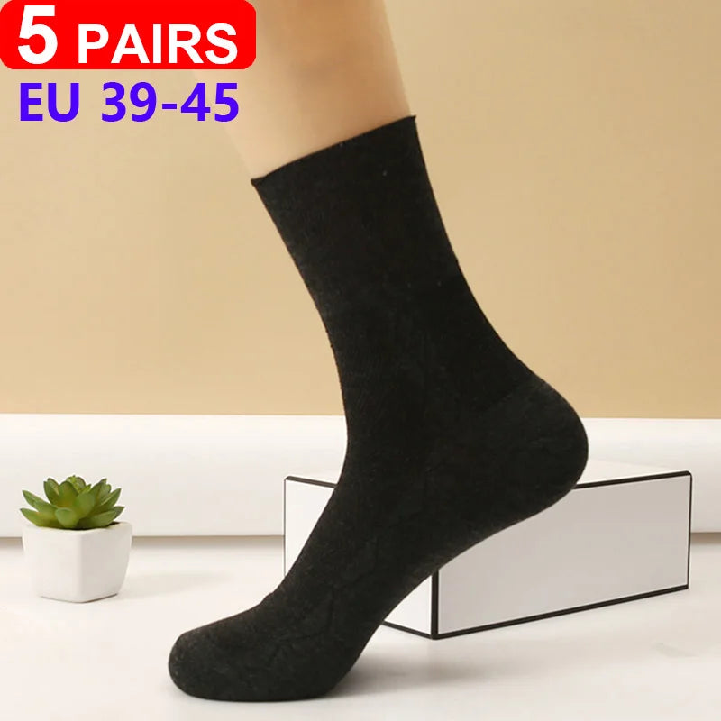 5Pairs Comfortable and Supportive Diabetic Socks for Men and Women Moisture wicking Cotton Fabric Non-binding Top Business Socks