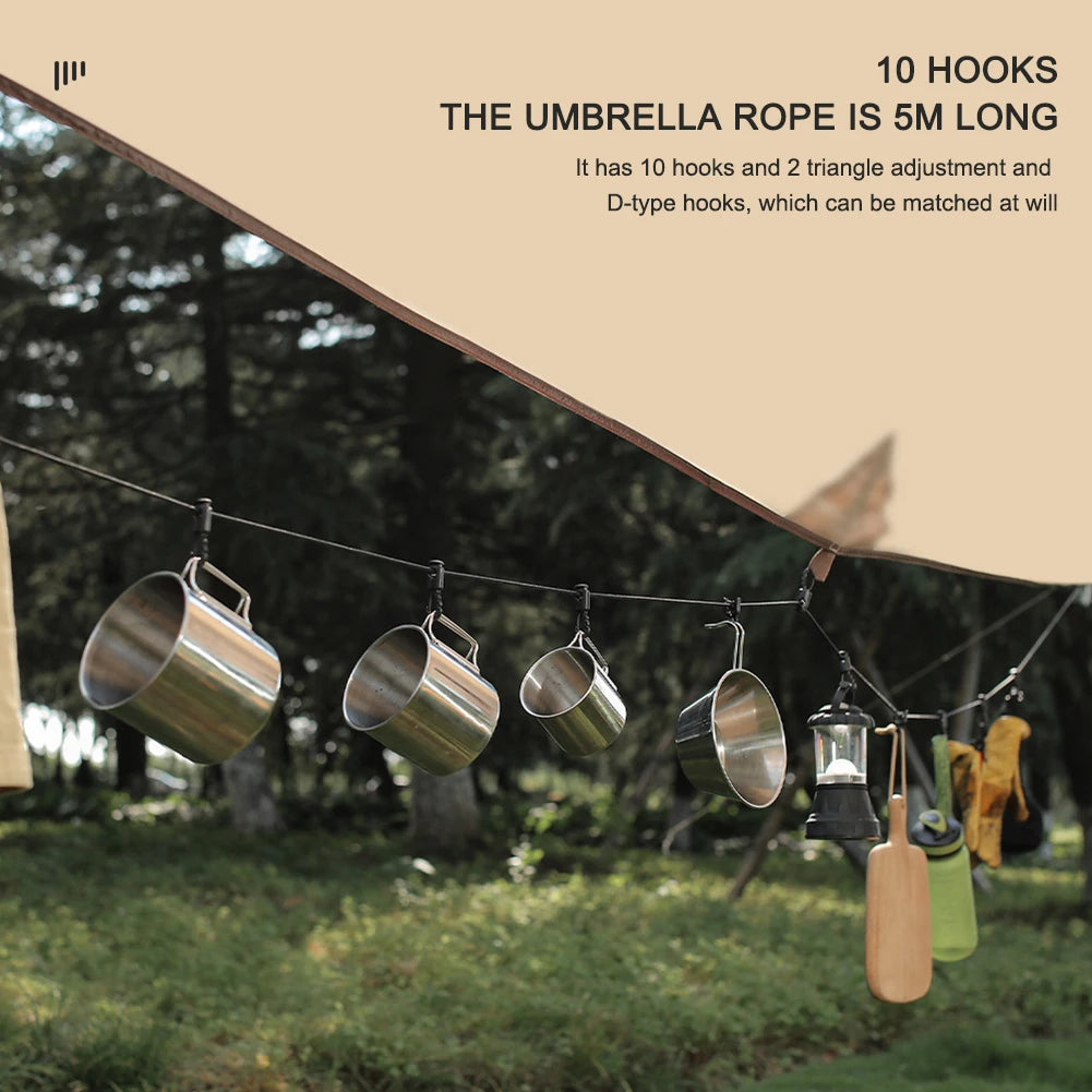 Outdoor Camping 4.3m Hanging Rope Camping Accessories Multi-purpose Clothesline Adjustable Anti-slip Canopy Hanging Rope