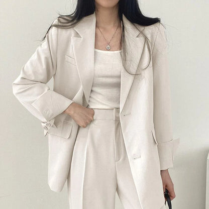 Suit Jacket Casual Office Lady Elegant Solid Single-breasted Women Blazer