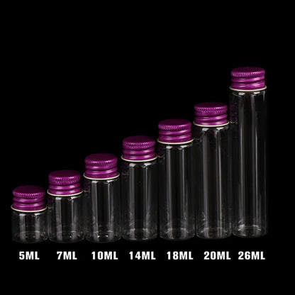 10PCS/lot  5/7/10/14/18/20/26ML Tiny Glass Jars Bottles Screw Cap Storage Jar Mini Containers GLASS Transparent Vial Bottles