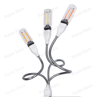 LED Night Light A set of Light Bulbs USB Bendable Night Light USB Metal Hose And Night Light Bulb Purple Pink Blue Green