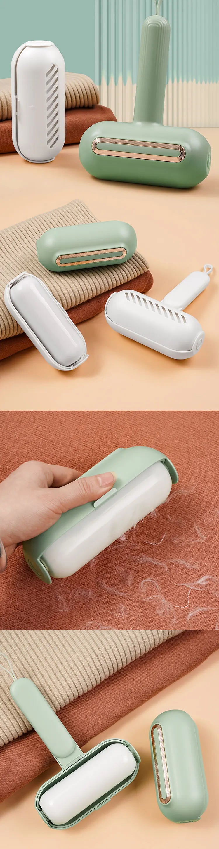 Reusable Portable Roller for Clothes Pet Hair Remover Dust with Handle Removal Eliminator Brush Hairs Sticky Lint Roller Cleaner