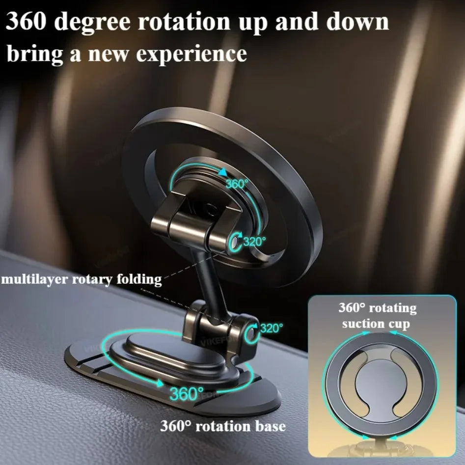 Magnetic Car Phone Holder All-Metal 1040° Rotation Cell Phone Stand For Magsafe iPhone 16 15 14 13 12 Pro Max Dashboard Mount