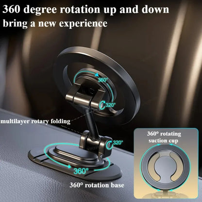Magnetic Car Phone Holder All-Metal 1040° Rotation Cell Phone Stand For Magsafe iPhone 16 15 14 13 12 Pro Max Dashboard Mount
