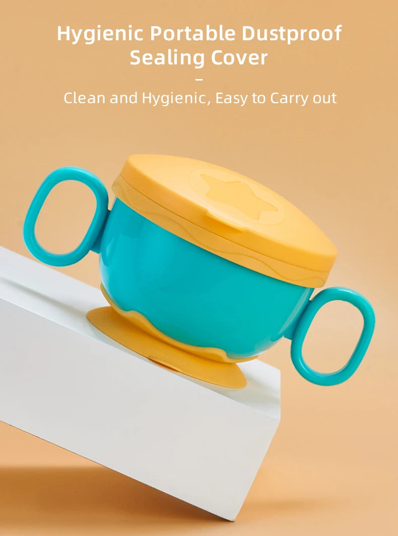 Children Tableware Baby Plastic Snack Bowl High Suction Double Handle Snack Cup Snacks Storage Box Kids Feeding Bowl