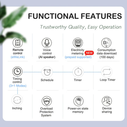 eWeLink Smart Switch with Power energy Monitoring Timer Switch App Monitoring Current  Voltage Consumption