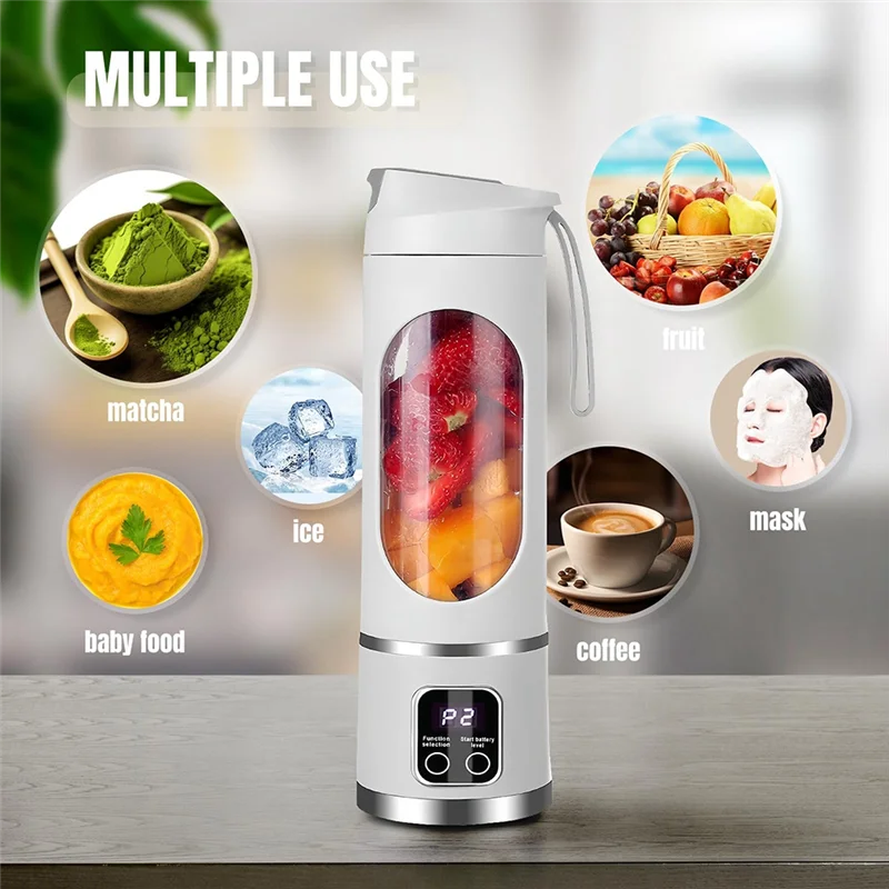 A01V-USB Rechargeable Portable Blender 8 Blade Mini Ice Crusher With Digital Display 3 Modes Portable Blender  A