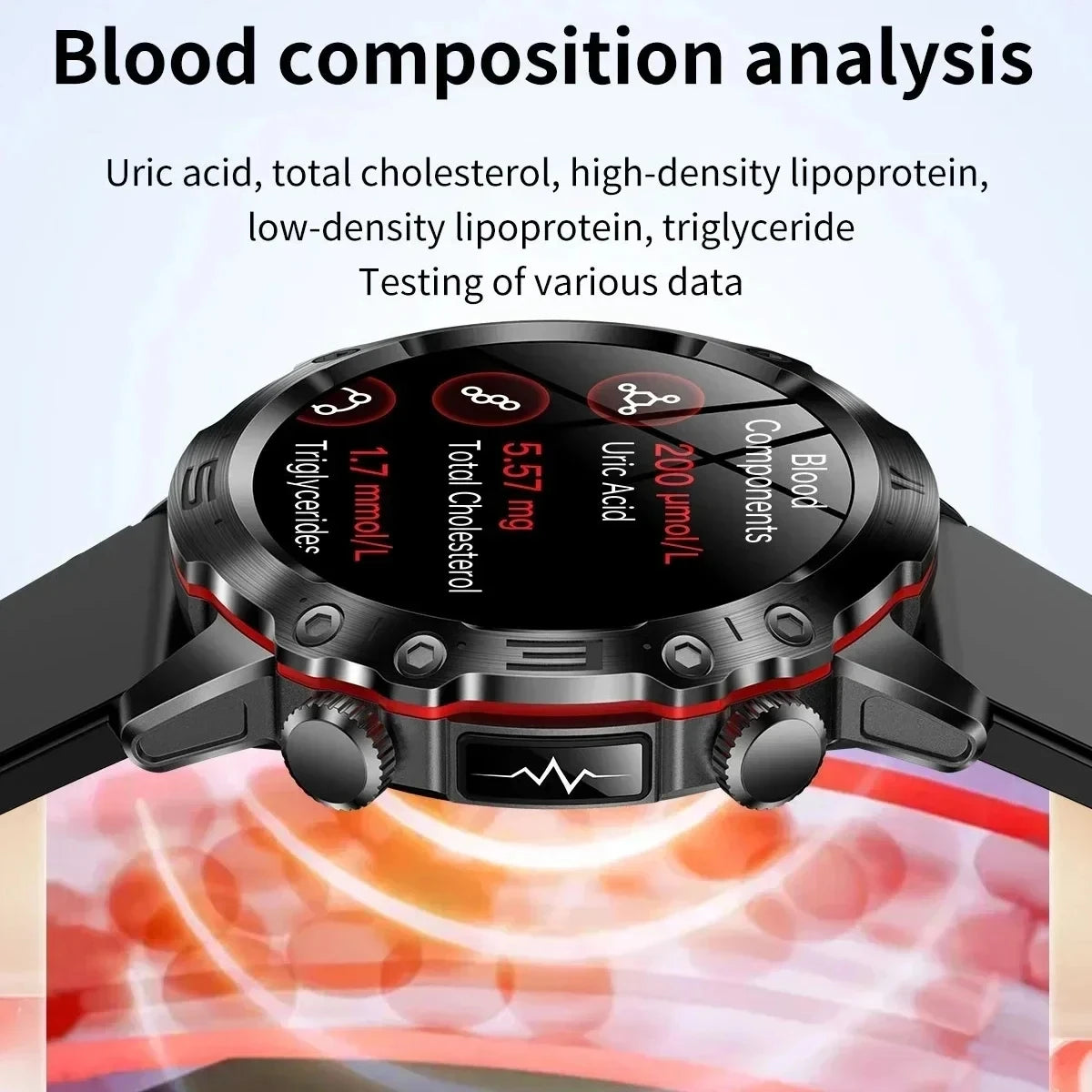 Sapphire 2025New Health managed Smart Watch Health measure Blood Fat Uric Acid Call ECG+PPG blood pressure Health Smartwatch IOS