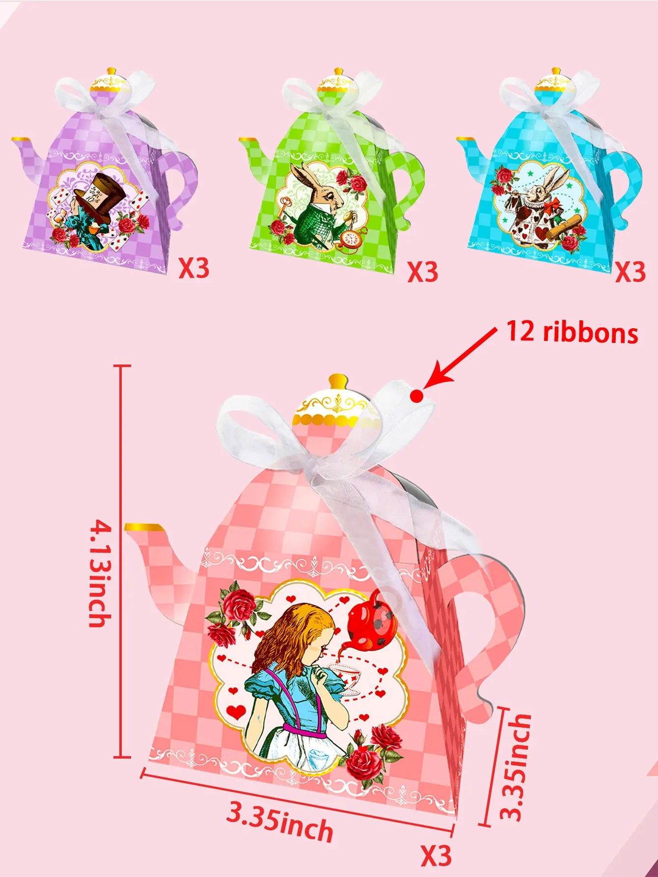 Alice in Wonderland Party Supplies Tea Party Favor Bags Alice in Wonderland Party Favor Boxes Tea Party Party Supplies