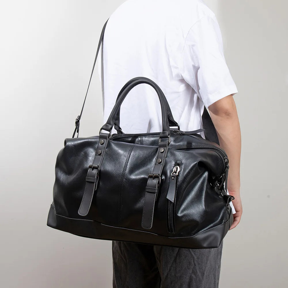 2025 New Men Travel Totes Crossbody Shoulder Bags Large Capacity Handbag Fashion Top-Handle Bag Waterproof PU Leather Laptop Bag