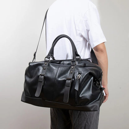 2025 New Men Travel Totes Crossbody Shoulder Bags Large Capacity Handbag Fashion Top-Handle Bag Waterproof PU Leather Laptop Bag