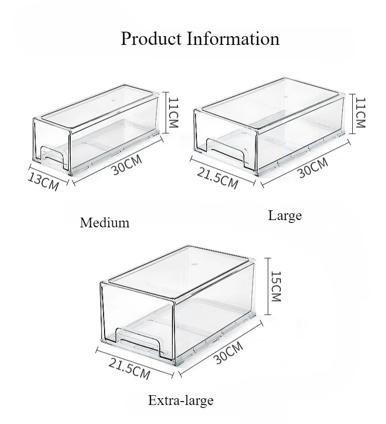 Kitchen Refrigerator Storage Box Fruit Vegatable Meat Fish Food Drawer Organizer Fresh-keeping Stackable Bin Stackable Container