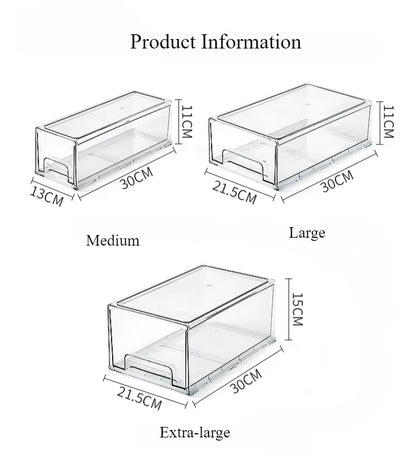 Kitchen Refrigerator Storage Box Fruit Vegatable Meat Fish Food Drawer Organizer Fresh-keeping Stackable Bin Stackable Container