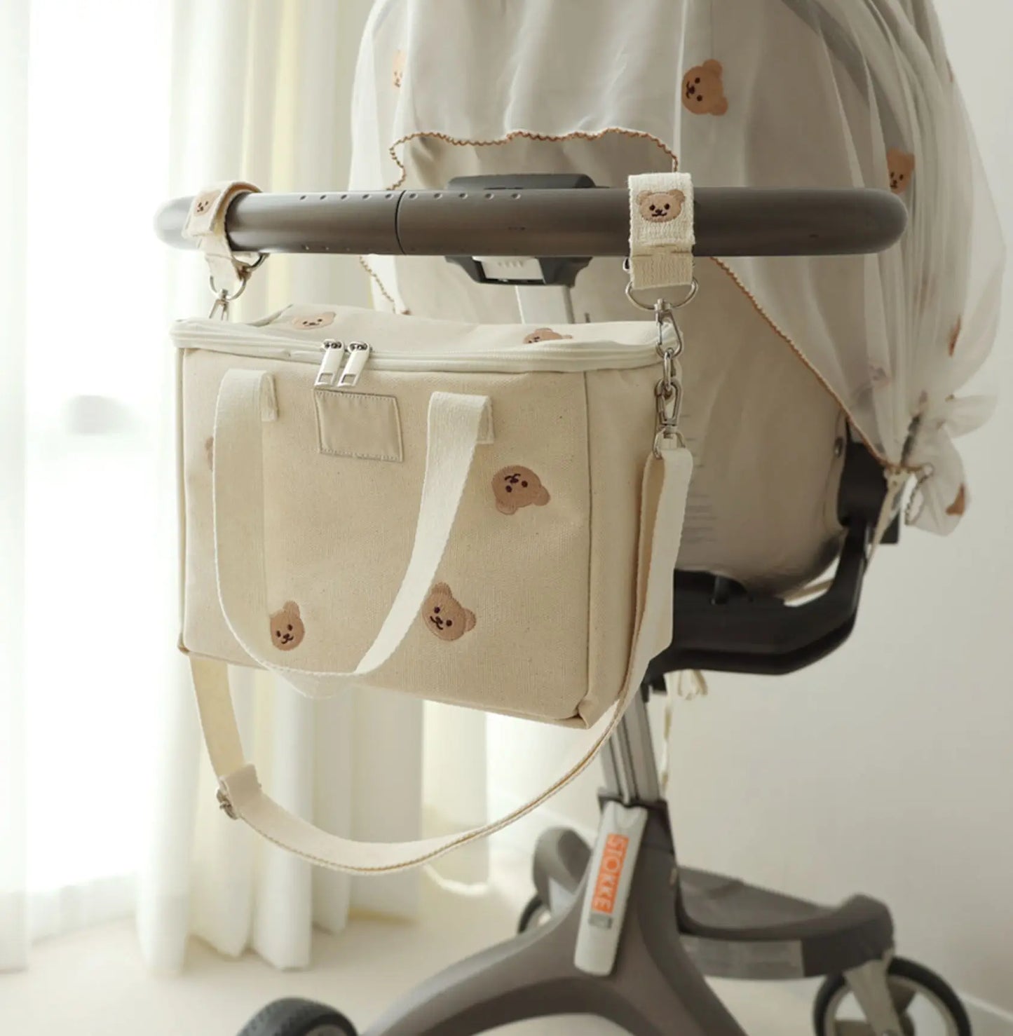 Ins Baby Stroller Hook Embroidered Teddy Bear Hook Children's Stroller Storage Pendant Universal Walking Tool for Children