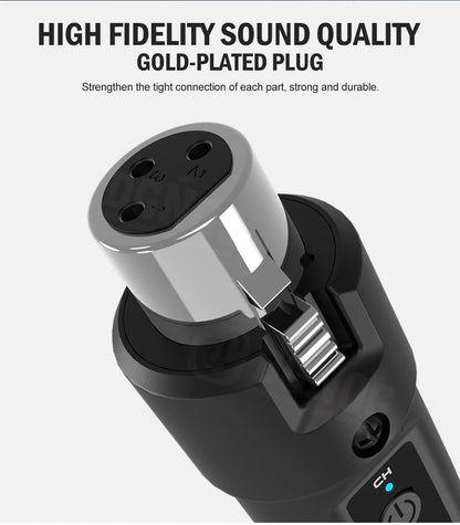 DGNOG Wireless Microphone Transmitter Receiver System UHF XLR Adapter System for Dynamic Microphone Guitar Audio Mixer PA System