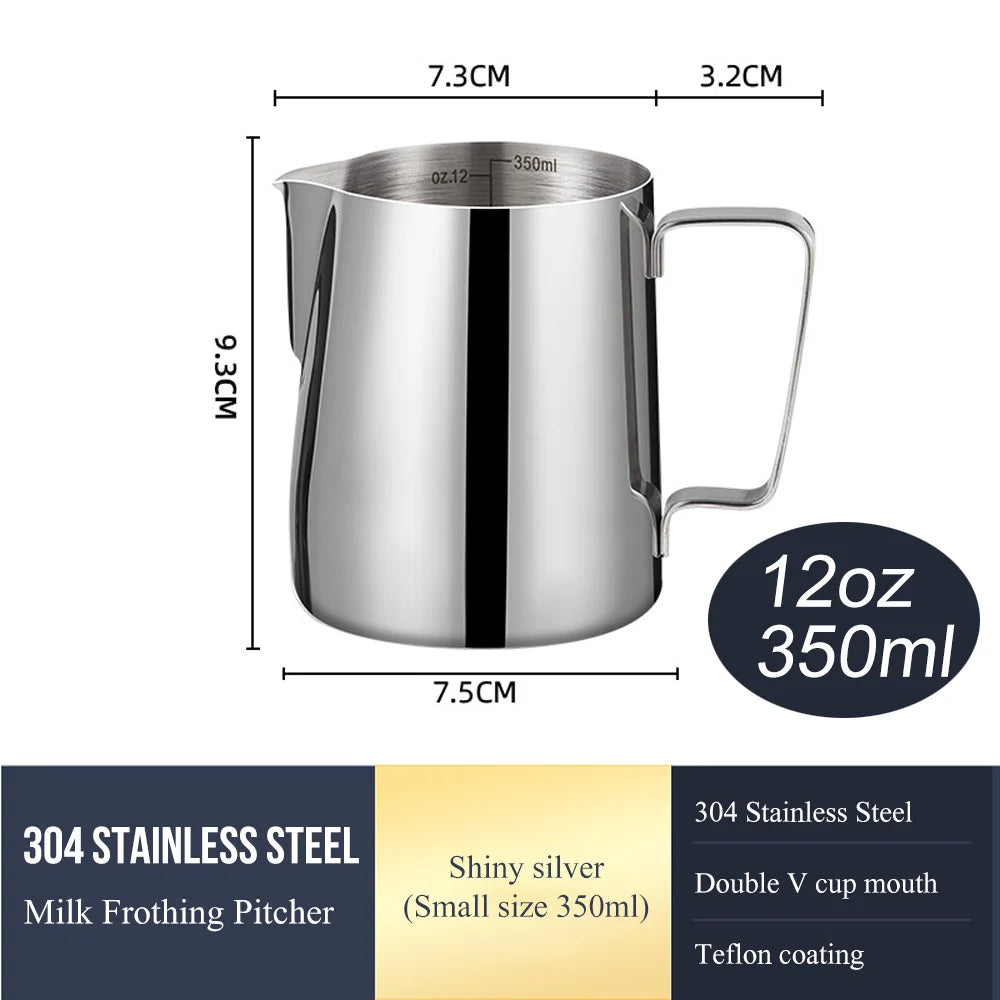 Milk Frothing Pitcher Stainless Steel Jug Milk Frother Steamer Cup for Espresso Latte Art Barista Coffee Accessories Easy Clean