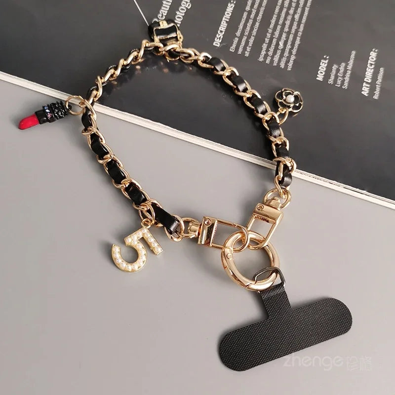Mobile Phone Lanyard Pickup Carrying Chain Short Wrist Strap Style Phone Universal 5 Lipstick Strap Small Fragrant Wind Pendant