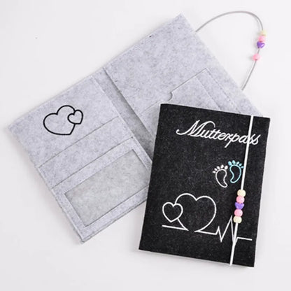 Maternity Log Protective Cover Handmade Felt German Passport Cover for Storing Hospital Vaccination Certificate Insurance Card