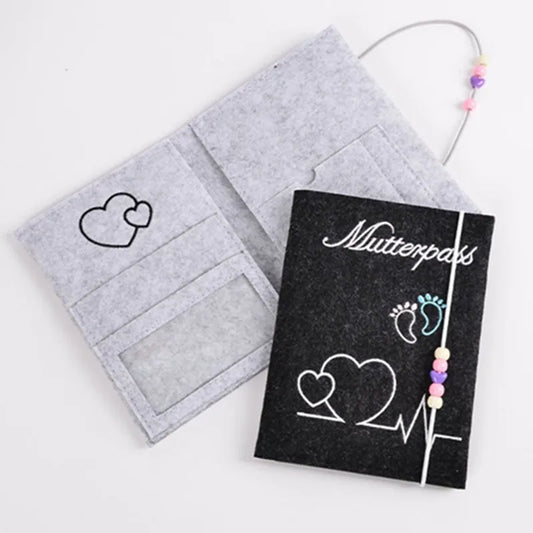 Maternity Log Protective Cover Handmade Felt German Passport Cover for Storing Hospital Vaccination Certificate Insurance Card