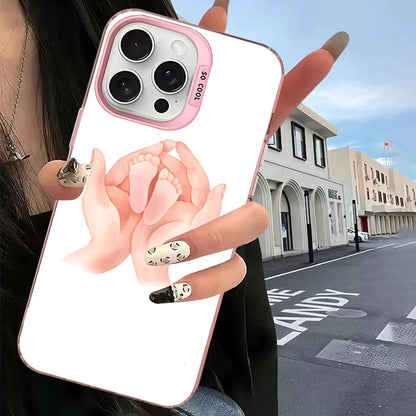 Baby Mom Daughter Son Dad Hand Phone Case For IPhone 16 15 14 13 12 11 Pro Max X XR XSMAX 8 7 Plus Matte Shockproof Back Cover