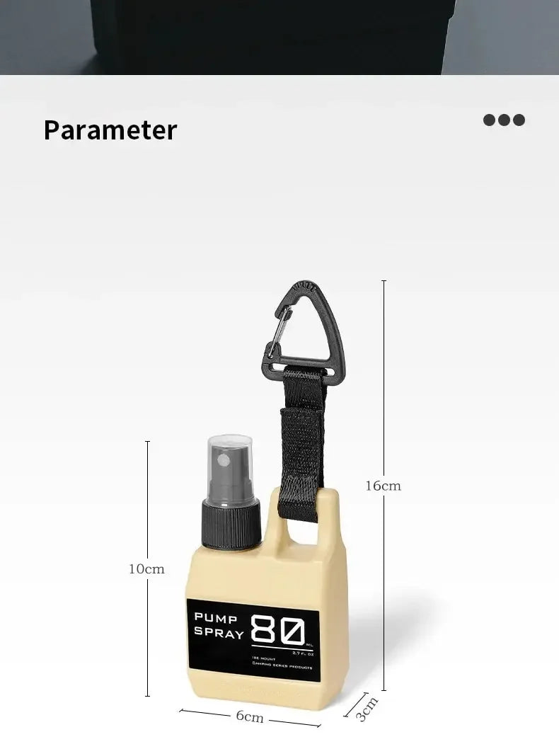 Spray Bottle Pump with Buckle, Portable, Outdoor Camping Travel Spray Bottle, Cosmetic Container, Alcohol, Perfume, Refillable