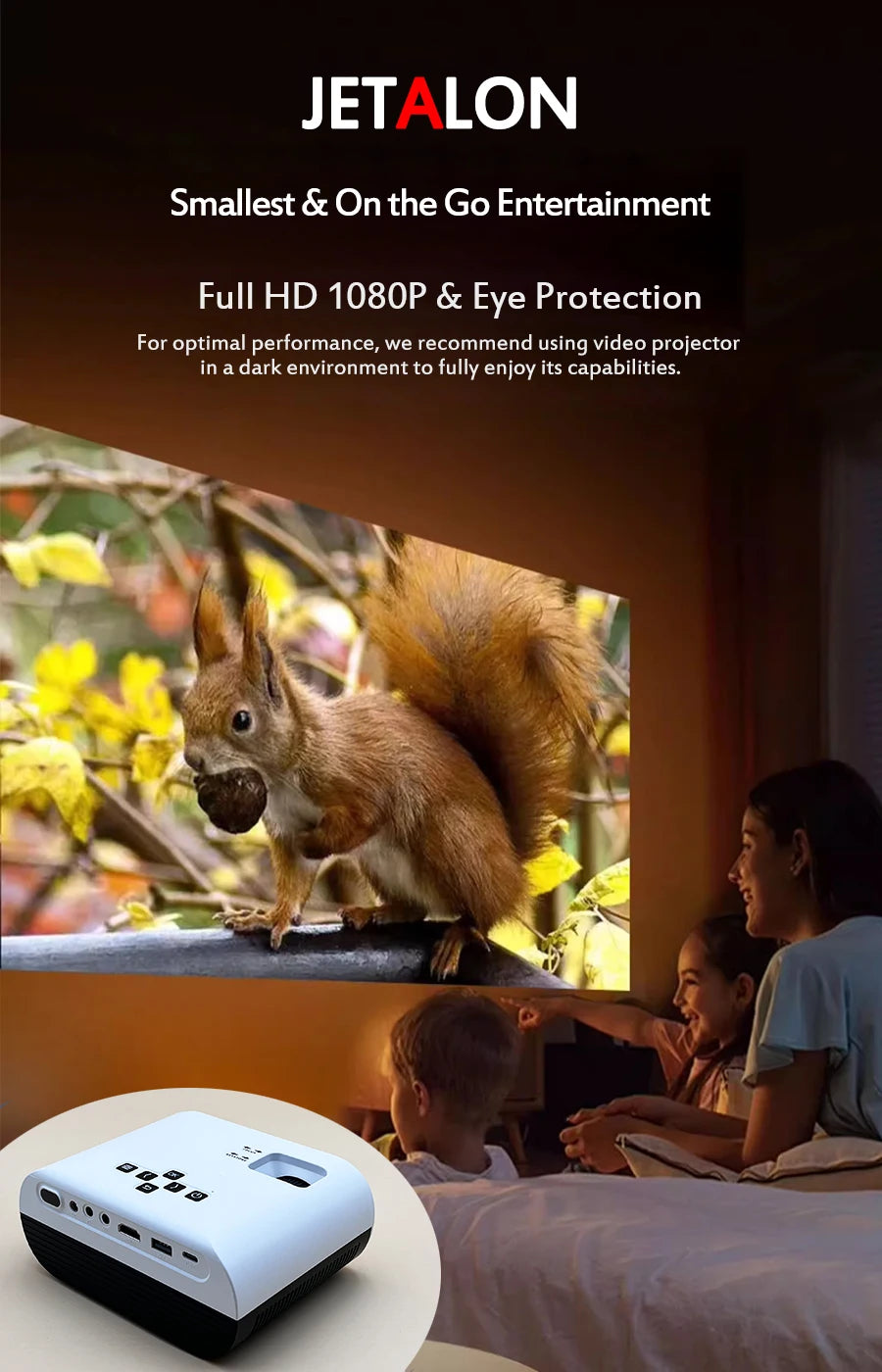 Upgraded 5G WiFi Bluetooth Projector Native1080P Video Projector with USB-C Power Bank Compatibility Home Theater Mini Projector