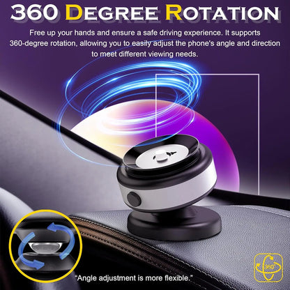 Magnetic Car Phone Holder Mount 360°Rotation N52 Strong Magnetic for iPhone 12-16 Android Smartphone Vacuum Adsorption Bracket