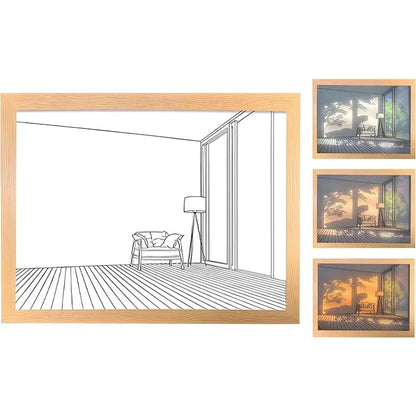 Decorative Led Light Painting USB Plug Dimming Wall Artwork Table Lamp Gift Indoor Sunlight Window Wooden Photo Night Luminous