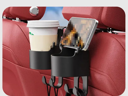 2Pcs Car Seat Headrest Hook Hanger Storage Organizer Universal with Cup Holder for Handbag Fit Universal Vehicle Car Accessories
