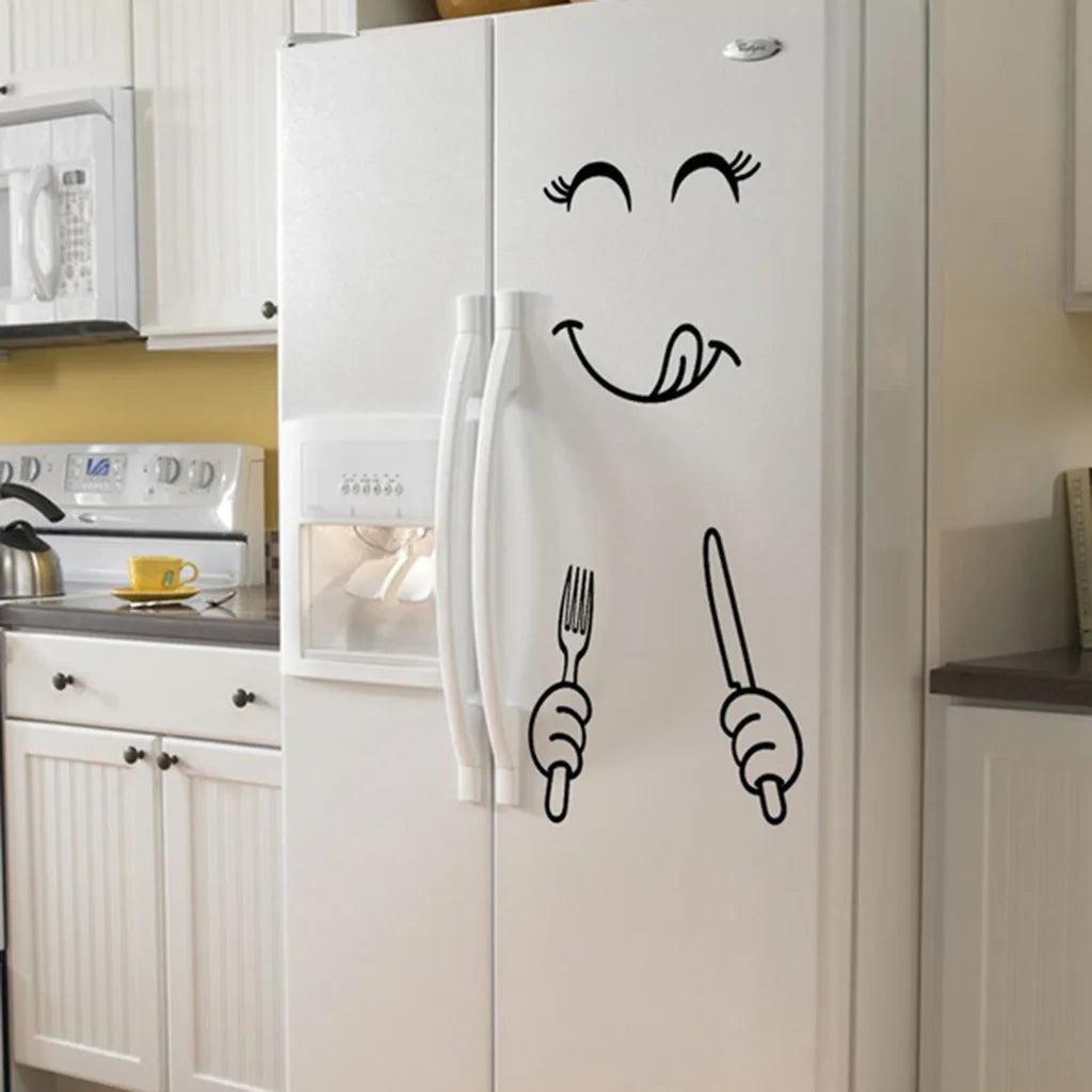 Fridge Cute Stickers Fridge Magnet Fridge Happy Delicious Face Kitchen Fridges Wall Stickers Art Cute Wall Sticker Home Decor