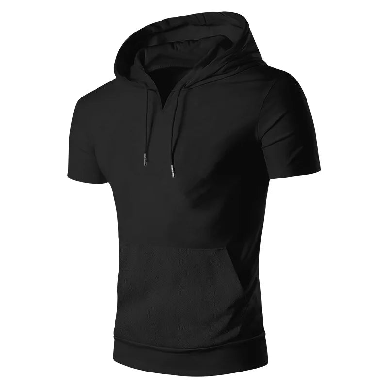 2024 Amazon New Men's Athleisure European and American Hooded Loose Short Sleeves