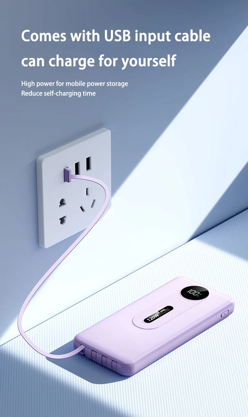 200000mAh 120W Mobile Power Bank Ultra Fast Charging Digital Display Battery Large Capacity Suitable For iPhone Huawei Xiaomi