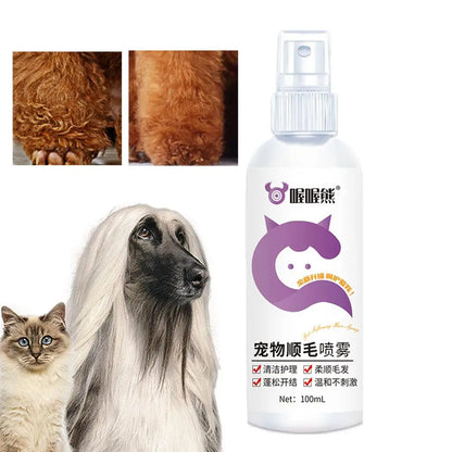 Dog Conditioner Spray 100ml Deodorizing Dog Grooming Spray Anti-Static Ph Balanced Dog Hair Spray Long Lasting Cat Detangler For