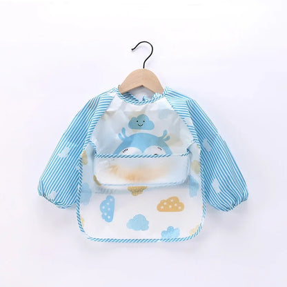 Baby Long Sleeve Scarf Waterproof Toddler Art Smock Feeding Bib Apron Pocket Infant Boys Girls Burp Cloth Banana Bibs for1-3Year
