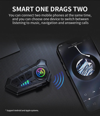 Y10 Motorcycle Helmet Bluetooth Headset 2000Mah Super Long Standby Wireless Hands-free Waterproof Motorbike Earphone