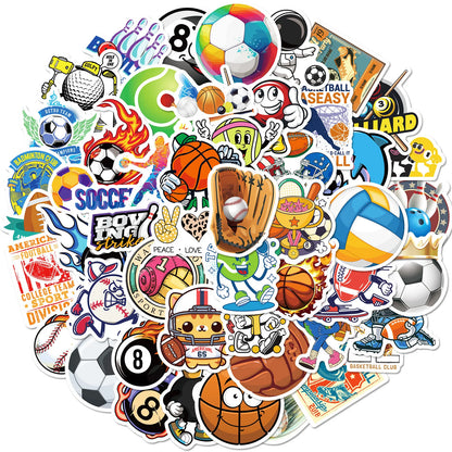 50 PCS Sports Stickers, Soccer Football Volleyball Golf Basketball Stickers, Sports Ball Stickers for phone