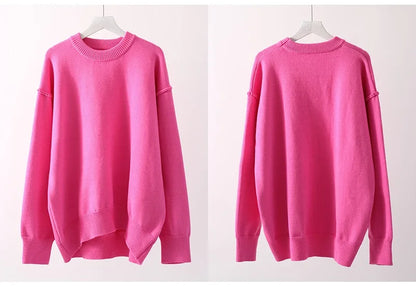 Blue Oversize Sweaters For Women Winter Thick Beige Pullover Woman Autumn Fashion Loose O Neck Ladies Sweaters Jumpers Women