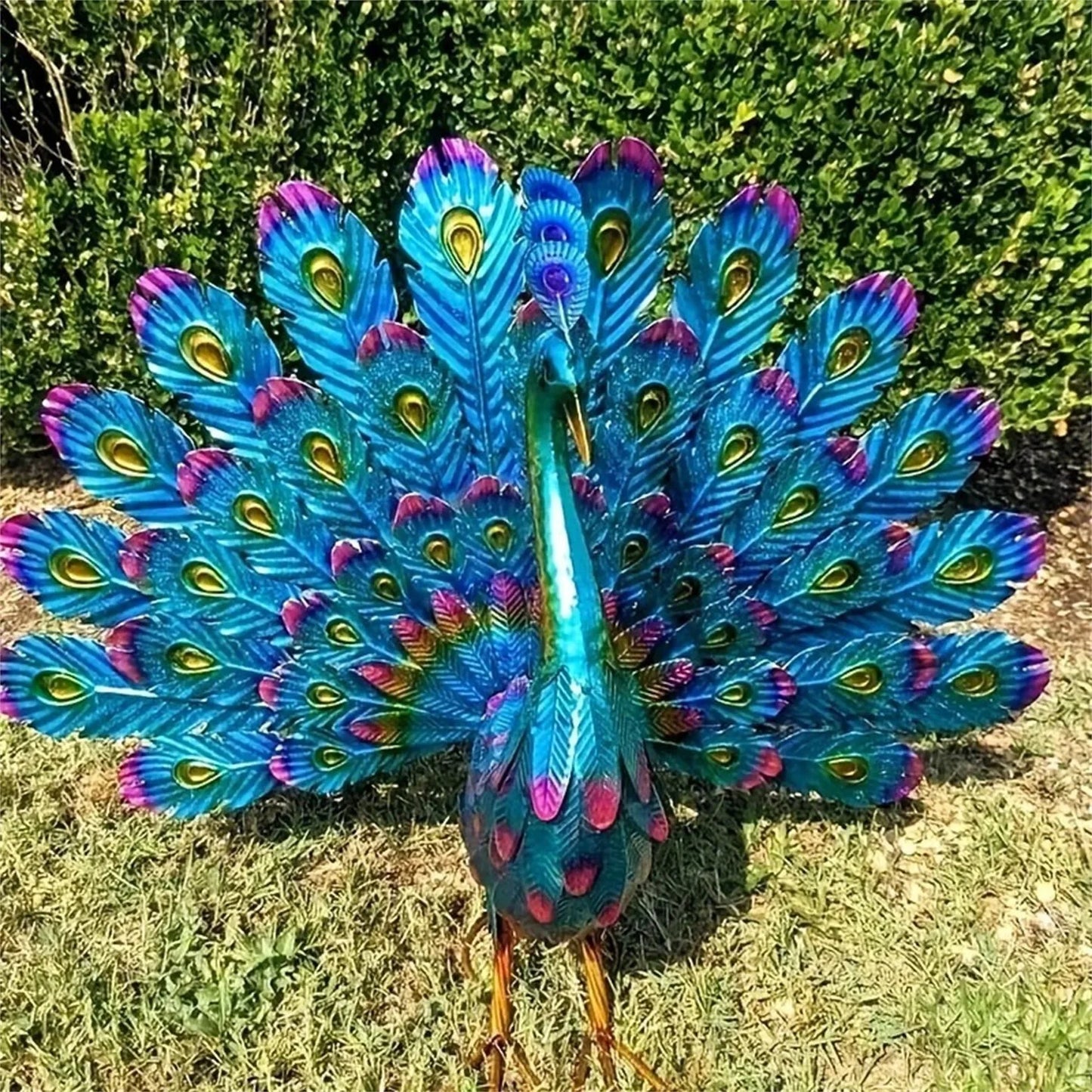 Peacock Statue Sculpture Handmade Crafts Ornament Animal Figurine Standing Posture Collectible Peacock Figurine Garden Craft