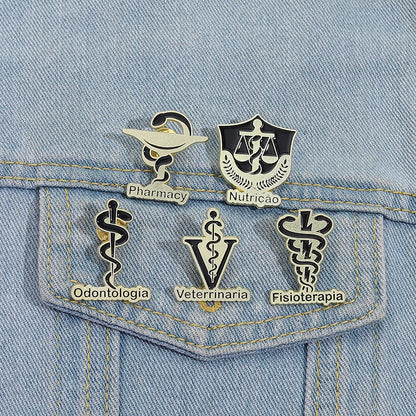 Veterinary Pharmacy Symbol Caduceus Snake Enamel Pins Odontologia Nutricao Fisioterapia Medical Health Badge Brooch Doctor Nurse