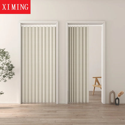 Fixed folding door curtain partition curtain household cloth curtain fitting room bedroom curtain air conditioner windproof heat