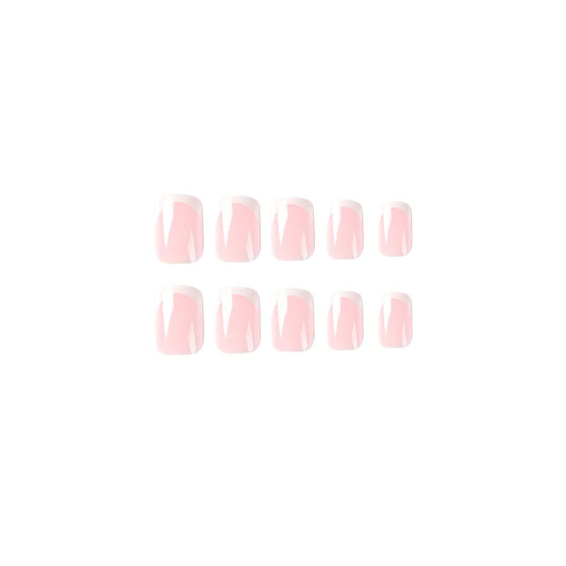 Simple White French Wearable Long Square Fake Nails Full Cover Detachable Finished False Nails Press on Nail with Glue Wholesale
