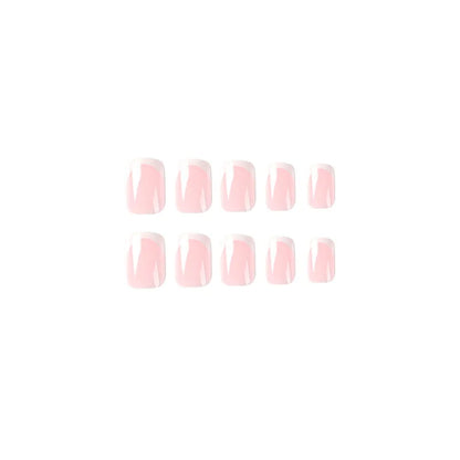 Simple White French Wearable Long Square Fake Nails Full Cover Detachable Finished False Nails Press on Nail with Glue Wholesale