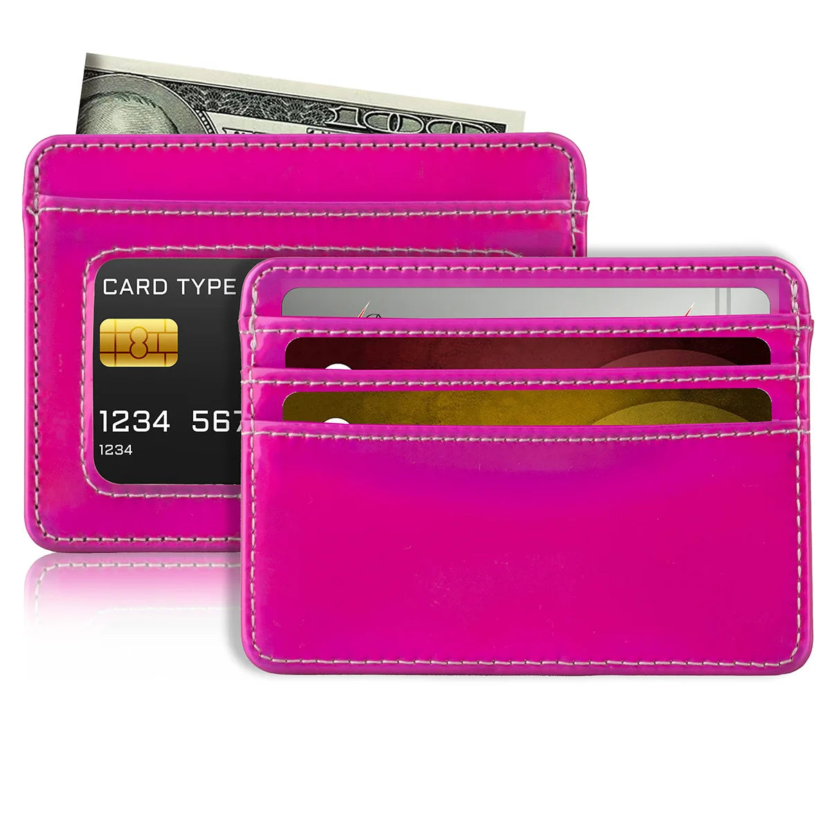 RFID Blocking Credit Card Holder Wallet for Women Men, Slim Minimalist Front Pocket Wallet with Laser Colors