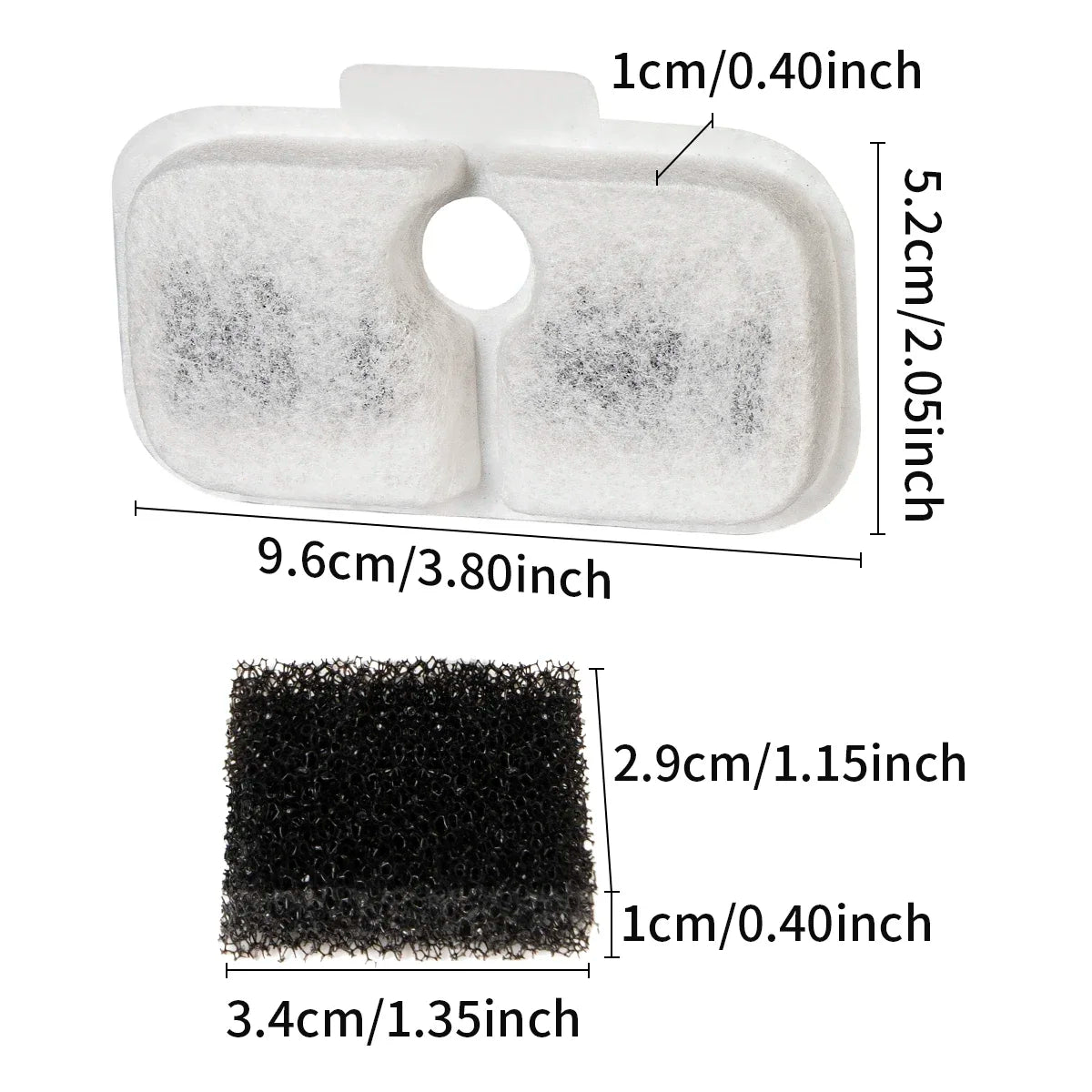 PLWF005 Cat Water Fountain Filters For Dockstream PLWF115 PLWF105, 12 Filters 12 Sponges, Pet Water Fountain Vertical Filtration