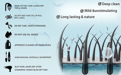 Lash Extension Shampoo 100ml Women Foam Mousse Eyelash Rinse Bottle Lashes Shampoo and Makeup Remover Pads with Brush 7pcs/Set