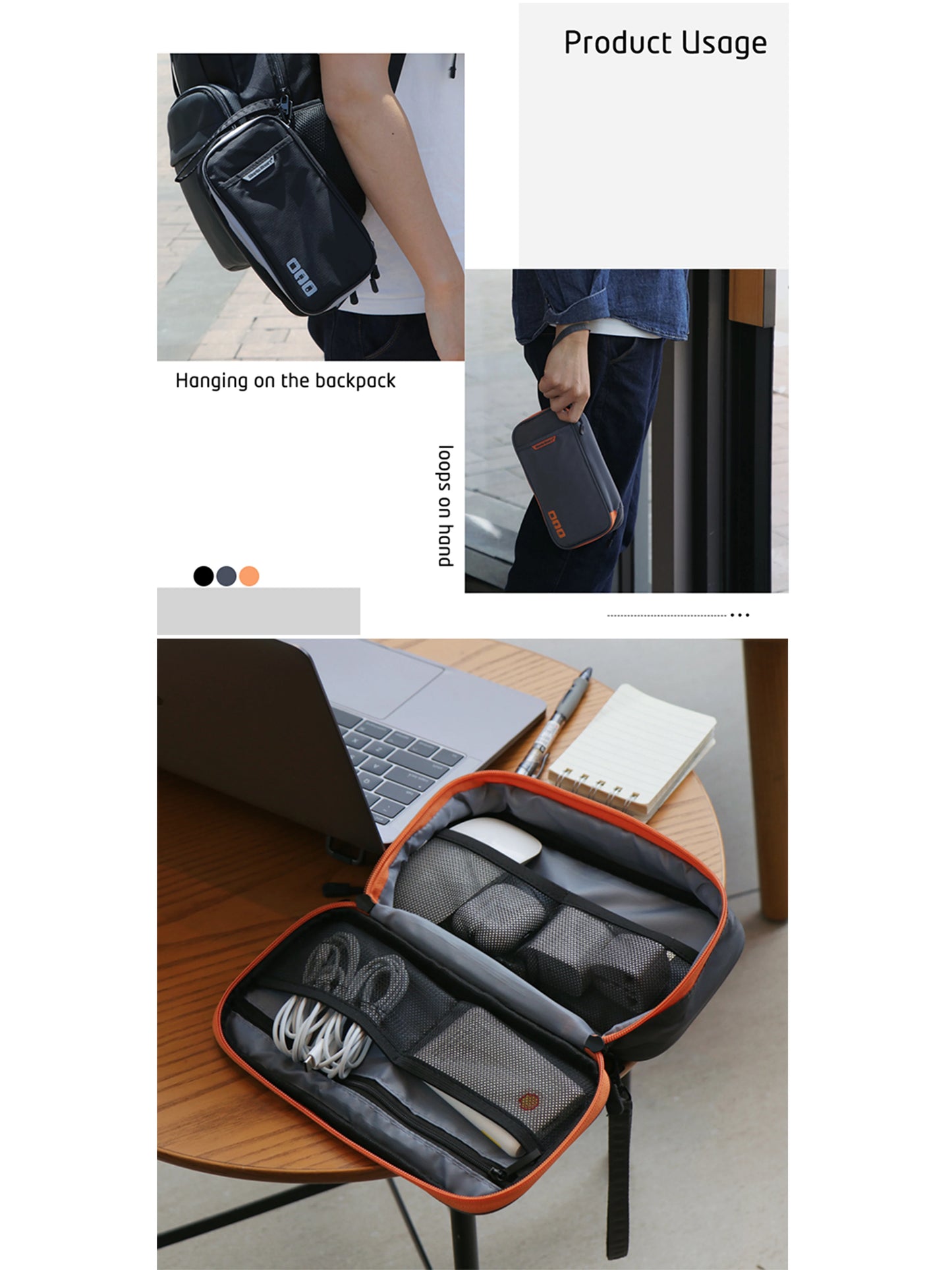 Portable Electronic Accessories Travel case,Cable Organizer Bag Gadget Carry Bag for iPad,Cables,Power,USB Flash Drive, Charger